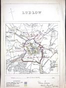 Ludlow Shropshire Boundary Commission 157-Year-Old Coloured Antique Map.