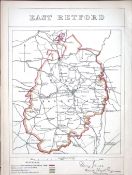 East Retford Notts Boundary Commission 157-Year-Old Coloured Antique Map.