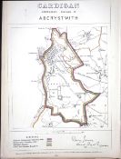 Aberystwyth Cardigan Wales Boundary Commission 157-Year-Old Antique Map.
