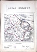 Great Grimsby Boundary Commission 157-Year-Old Coloured Scarce Antique Map.