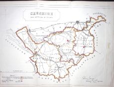 County Cheshire Boundary Commission 157-Year-Old Large Antique Map.