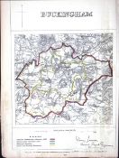 Buckingham Boundary Commission 157-Year-Old Coloured Antique Map.