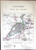 Newport Isle of Wight Boundary Commission 157-Year-Old Coloured Antique Map-1.
