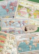 Job-Lot 5 Antique John Bartholomew Elements of The World Large Coloured Maps.