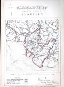 Carmarthen Llanelly District Wales Boundary Commission 157-Year-Old Antique Map.