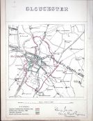 Gloucester City & District Wales Boundary Commission 157-Year-Old Antique Map.