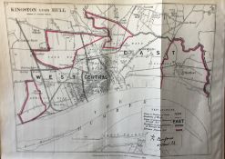 Antique 139 Years-Old Scarce Map Kingston Upon Hull 1885 Boundary Changes.