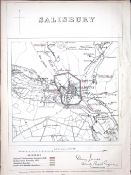 Salisbury Wiltshire Boundary Commission 157-Year-Old Coloured Antique Map.
