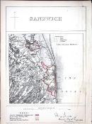 Sandwich Kent Boundary Commission 157-Year-Old Coloured Antique Map.