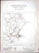 Tenby Pembrokeshire Wales Boundary Commission 157-Year-Old Coloured Antique Map.