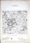 York Yorkshire Boundary Commission 157-Year-Old Coloured Scarce Antique Map.