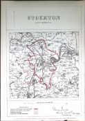 Stockton-Durham Boundary Commission Coloured 157-Year-Old Antique Map.