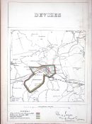 Devizes Wiltshire Boundary Commission 157-Year-Old Coloured Antique Map.