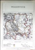 Woodstock Oxford Boundary Commission 157-Year-Old Coloured Antique Map.
