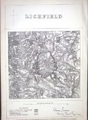Lichfield Midlands Boundary Commission 157-Year-Old Coloured Antique Map.