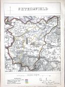 Petersfield Hampshire Boundary Commission 157-Year-Old Coloured Antique Map.