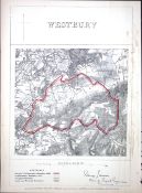 Westbury Wiltshire Boundary Commission 157-Year-Old Coloured Antique Map.