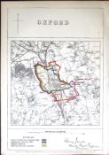 Oxford-Oxfordshire Boundary Commission 157-Year-Old Coloured Antique Map.