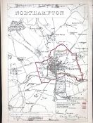 Northampton City & District Boundary Commission 157-Year-Old Coloured Antique Map.