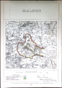 Maldon Essex Boundary Commission 157-Year-Old Coloured Antique Map.