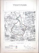 Thetford Norfolk Boundary Commission 157-Year-Old Coloured Antique Map.