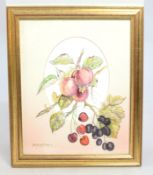 Floral Watercolour Mounted & Set In Gilt Frame