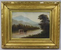 Cattle In A Stream Victorian Landscape By E.J.Bladon
