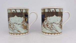 Pair of Royal Worcester Millennium Tankards