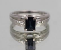 Emerald Cut Tourmaline 14ct White Gold Ring