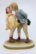 Capodimonte Figurine Boy Kissing Girl By Bruno Merli