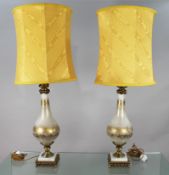 Pair of Venetian Brass Mounted Bejewelled Glass Table Lamps