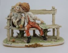 Capodimonte Figurine Girl & Boy On Bench