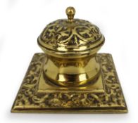 Antique Brass Inkwell