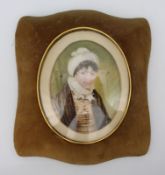 Fine Antique Miniature In Velvet Frame