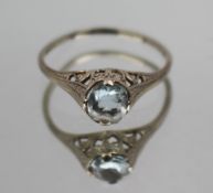 Vintage Aquamarine 14ct White Gold Ring