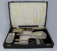 Fine Mid 20th c. Sterling Silver Cased Vanity Set