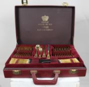 Vintage German Solingen Gold Plated 12 Place Flatware Canteen