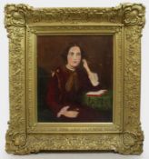 Victorian Portrait Oil On Canvas Set In Heavy Gilt Frame