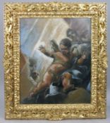 Fine Italian Oil On Canvas Set In Carved Giltwood Frame