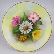 Hand Painted Flowers Cabinet Plate By J Smith Worcester