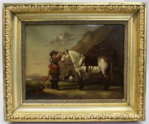Antique English Civil War Painting Oil On Board