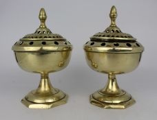 Pair of Antique Brass Incense Burners