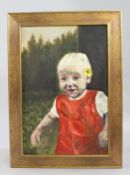 Child Oil On Canvas Set In Gilt Frame