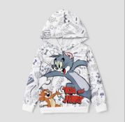 Brand New Tom & Jerry Character Print Hooded Sweatshirt - Size 11 - 12 Years