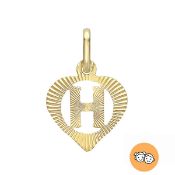New! Children's Diamond Cut Initial H Heart Pendant In 9K Gold