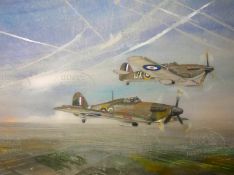 WW2 Hawker Hurricanes Patrolling The Skies Metal Wall Art