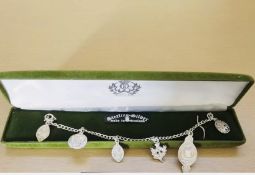Vintage 925 Silver Celtic Iona Charm Bracelet + 6 Iona Charms 1970 Edinburgh