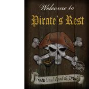 English Traditional Designed Pub Sign The Pirates Rest Metal Wall Art