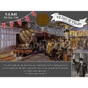 VE Day 80th Anniversary Designed Metal Art Coin Display London Evacuees