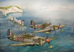 WW2 Hawker Hurricanes Over Beachy Head Metal Wall Art